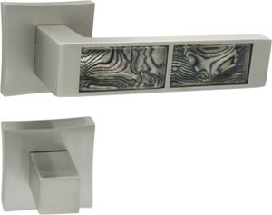 DOMINO Türgriff Drückergarnitur WC - Badezimmer Set | Vierkant-Rosette | Türbeschlag für Badezimmertüren | Set WC - Rosetten-Garnitur | Türklinke aus Znal | Bronze Türdrückergarnitur |TIGER-QR M91 BLACK