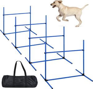 LZQ Sada 4 prekážok pre psov, sada agility vybavenia pre výcvikové hry pre psov s taškou na prenášanie, nastaviteľná výška prekážok pre psov Výcviková sada príslušenstva pre výcvik psov, výška 101 cm