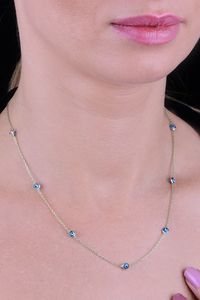 MNZ-Silber Rhodium- Glasauge Evil Eye Silber Halskette SGTL10609