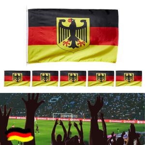 Deutschlandfahne 6er Set mit Ösen und Adler 90x150cm Flagge Fahne Schwarz/Rot/Gold Fanartikel Fussball