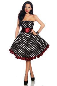 Rockabilly-Kleid - Farbe:  schwarz/weiß/rot  - Größe:   3XL