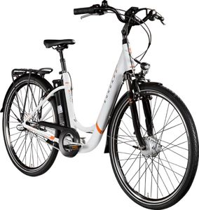 Zündapp Z510 E Bike 28 Zoll Damenfahrrad ab 155 cm mit 3 Gang Nabenschaltung und Rücktrittbremse weiß/orange