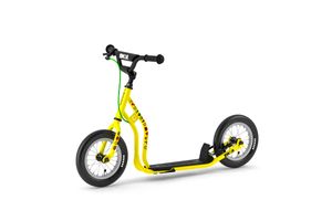Yedoo Mau Emoji Kinder Roller Scooter Tretroller - für Kinder ab 4 Jahre, mit Luftreifen 12/12, Reflexelementen und verstellbarem Lenker Gelb