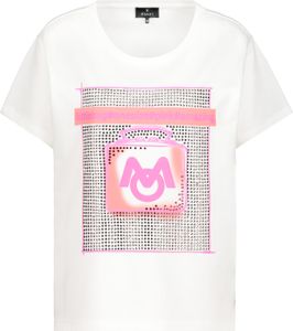 Monari Damen T-Shirt mit Print und Strass off-white 46