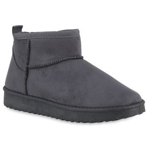 VAN HILL Damen Warm Gefütterte Winter Boots Bequeme Profil-Sohle Schuhe 840658, Farbe: Grau, Größe: 38