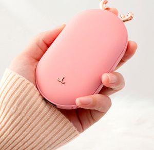 2 in1 Rosa Handwärmer, Wiederaufladbarer USB Elektrischer Hand Wärmer mit Powerbank 5200mAh Taschenwärmer