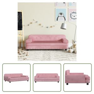 The Living Store Kindersofa Rosa 90x53x30 cm Samt