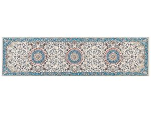 BELIANI Kobercový běhoun béžový a modrý polyester 80 x 300 cm orientální vzor protiskluzový vintage moderní styl chodba