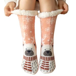 1 Paar Weihnachts-Socken mit Weihnachtselementen, Plüsch, mittlere Röhre, dick, hohe Elastizität, warm halten, Cartoon-Weihnachtsmann-Bodensocken für den täglichen Gebrauch, I