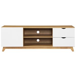 Miliboo - TV-Möbel skandinavisch Weiß und helles Holz NEELA