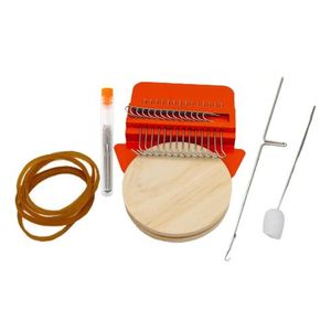 Haushalts-Speedweve-Typ Loom Weave Tool mit Holzscheibe Stopfen Häkelnadeln Weben Ausbessern für DIY Crafts Making Geschenke für Kid Weaver Farbe Orange