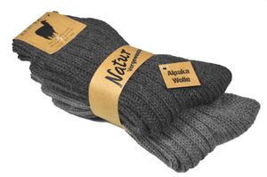 2 Paar Alpaka-Socken für Damen und Herren, Farben:Schwarz-Grau 35-38