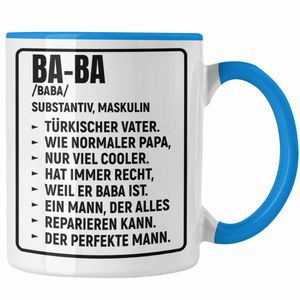 Trendation - Türkischer Vater Geschenk Tasse Türken Kaffeetasse Baba Papa  (Blau)