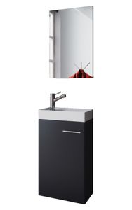 VCM 3-dielna súprava kúpeľňového nábytku WC pre hostí kúpeľňa pre hostí umývadlo malé úzke Garla čierna
