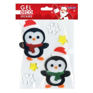 Gel-Sticker Weihnachten für Fenster - Pinguin-Duo