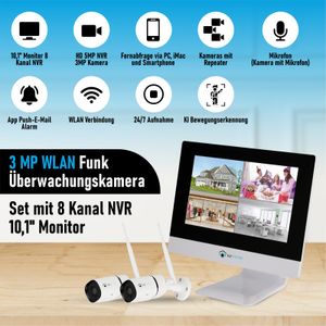 LUVISION WLAN Funk Kamera Set Überwachungssystem mit Monitor HDD-Rekorder & Cloud Speicher 4 bis 8 IP Kameras & App, Kameras:6 Kameras