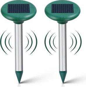2 Stück Solar Maulwurfabwehr, Wasserdicht Solar Maulwurfbekämpfung, Ultrasonic Solar Maulwurfschreck, Mole Repellent mit IP65, Wühlmausschreck Maulwurf Vertreiber für Den Garten