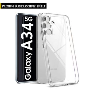 Für Samsung Galaxy A34 5G - Handy Silikon Hülle Transparent Kamera Schutz Hülle Tasche Case Handyhülle Cover