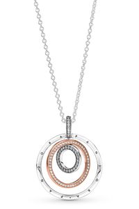 Pandora Rose 389483C01 Naszyjnik z wisiorkiem damski dwukolorowy Circles Sterling Silver 60 cm