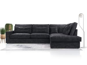 MEBLITO Sofa Big Sofa Ecksofa Haidi L- Form Funktionssofa Wohnlandschaft Design Couch Rechts Dunkelgrau (Palladium 19)