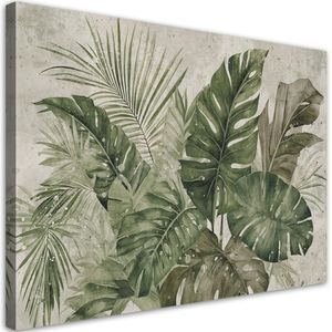 Leinwandbild Tropische Monstera-Blätter 120x80 Feeby Grün bild für die wand bereit zum aufhängen
