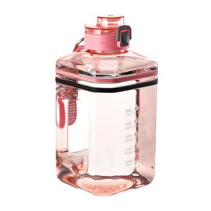 2200ML Trinkflasche Sportflasche Wasserflasche Getränkeflasche Trinkflasche mit Strohhalm,Zeitmarkierung Rosa