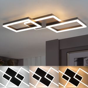 ZMH LED Deckenleuchte Wohnzimmer Deckenlampe - 48W Dimmbar Schlafzimmerlampe Schwarz Flach Design mit Fernbedienung aus Metall Modern Küchenlampe
