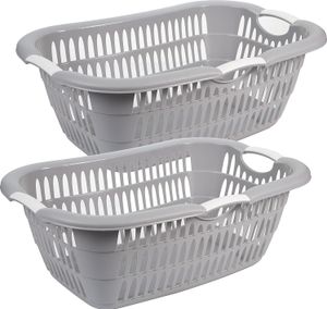 2er Set Wäschewanne groß XL, Wäschekorb, Wäschekorbe mit ergonomischen Griffen 68 x 46 x 25 cm, 38 Liter