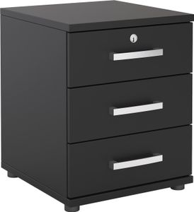 Bürocontainer Schreibtischcontainer Büroschrank TORONTO, schwarz, abschließbar mit 3 Schubladen, 44 x 58 x 45 cm