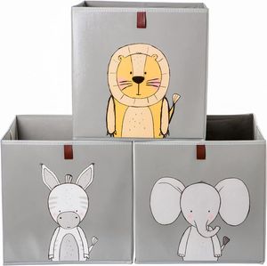 Aufbewahrungsbox 33x33x33cm Kinder Spielzeugkiste Kinderzimmer Faltbox  grau