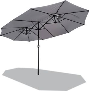 VOUNOT Doppelsonnenschirm mit Handkurbel, Sonnenschirm Marktschirm Gartenschirm Terrassenschirm, Sonnenschutz, 460 x 270 cm, Grau VOUNOT Doppelsonnenschirm mit Handkurbel, Sonnenschirm Marktschirm Gartenschirm Terrassenschirm, Sonnenschutz, 460 x 270 cm, Grau