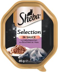 Sheba Katzenfutter Selection in Sauce für ausgewachsene Katzen - Nassfutter für Katzen / Kalbshäppchen in Sauce / 36 Schalen (36 x 85 g)