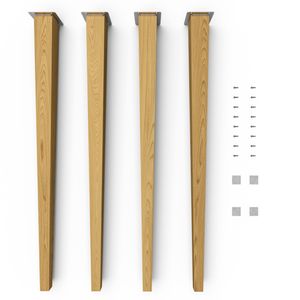 4x sossai® Holzfüße eckig - gerade Ausführung 71cm Eiche Holzmöbelfüße Tischbeine Möbelbeine Holz Möbelfüße