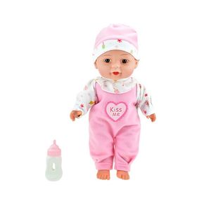 CUTE BABY 02024A - Baby-Puppe rosa, Babypuppe klein mit Trinkfalsche, ca. 30 cm