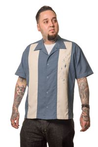 Steady Clothing Hemd Mid Century Marvel Charcoal Vintage Bowling Shirt Retro