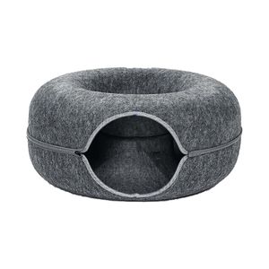 Donutkorb für Katzen und Hunde – Grau – Durchmesser 61 cm – Katzenkorb – Hundekorb