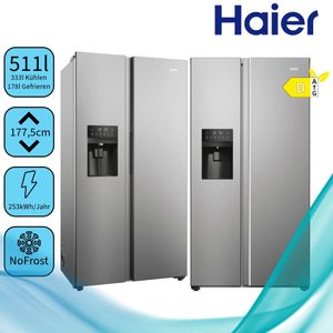 Haier - HSR5918DIMP - Side-by-Side - Edelstahl - NoFrost - Festwasseranschluß