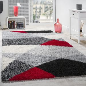 Shaggy Teppich Hochflor Langflor Weich Geometrisch Gemustert Grau Schwarz Rot Grösse 160x220 cm Shaggy Teppich Hochflor Langflor Weich Geometrisch Gemustert Grau Schwarz Rot Grösse 160x220 cm