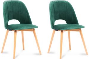 Konsimo Židle  2 ks "TINO", tmavozelený, látka/dřevo, skandinávská, 48x86x44 cm