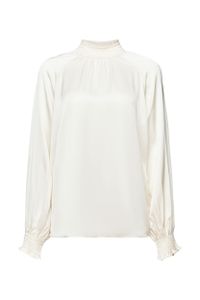 Esprit Satinbluse mit Smok-Details, ice