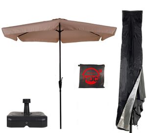CUHOC Sonnenschirm Kombination - Gartenschirm Beige + Sonnenschirm Schutzhülle + Kleiner Sonnenschirmständer - Sonnenschirm 3m, Sonnenschutz
