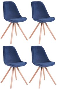 4er Set Stühle HLO-CP8 Samt Rund natura  blau
