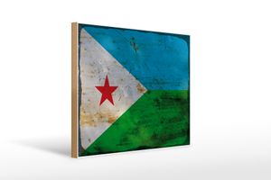 Holzschild Flagge Dschibuti 40x30cm Flag Djibouti Rost