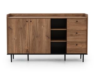 FURNIX Sideboard VASINIE mit Ablagen Schubladen und Türen in Brandy-Castello-Holz Loft Design