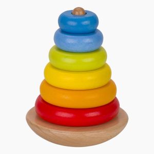 goki Stapelturm aus Holz 58764 - Stapelspielzeug, Spielpyramide aus Holz 7 Teile