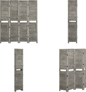vidaXL 4-częściowy rozdzielacz pokoju szary 143x166 cm lite drewno - rozdzielacz pokoju - ekran prywatności - składany ekran - ściana panelowa