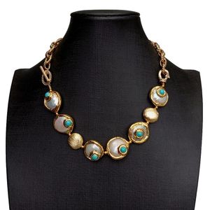 Y.YING Coin Pearl galvanisierte Zirkonia Pavé-Perlen plattierte Halskette