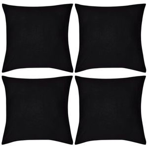 vidaXL 4 čierne bavlnené obliečky na vankúše 50 x 50 cm