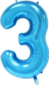 Oblique Unique 1x Folien Luftballon mit Zahl 3 Kinder Geburtstag Jubiläum Party Deko Ballon blau