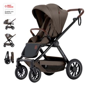 Daliya® ALPINO Buggy / Kinderwagen 0-36 Monate / Sportwagen mit Liegeposition / Schiebegriff höhenverstellbar / Braun - Schwarz